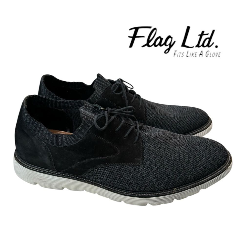 Flag Ltd Men's Nappa Glove Charcoal Black Knit Hybrid Lace Up Oxford Shoes 13
